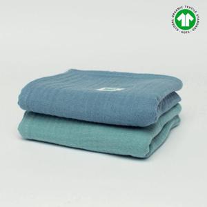 Komplet pieluszek z mulinu organicznego 50x50 GOTS dwupak eukaliptus - jeans - 2865134767