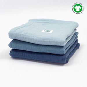 Pieluszki baweniane mulinowe GOTS baby blue - jeans - granatowy 50x50 cm - 2869797550