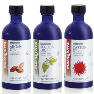 ZESTAW MACROVITA: OLEJEK ARGANOWY 100ml + OLEJEK BIO-JOJOBA 100ml + OLEJEK RYCYNOWY 100ml