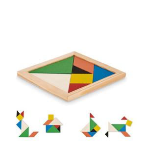 KOLOROWE DREWNIANE KLOCKI TANGRAM 7 ELEMENTW GRA LOGICZNA - 2873927694