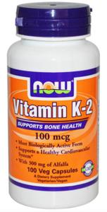 Witamina K2 plus lucerna Vitamin K2 With Alfalfa 100mcg 100 kapsuek NOW FOODS - 2876686719