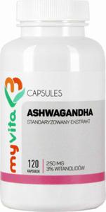 Ashwagandha standaryzowany ekstrakt e-sze indyjski 250mg 120 kapsuek MyVita - 2874871598