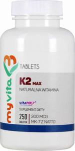 Witamina K2 MK-7 K2 MK7 MAX 200mcg z natto K2MK7 250 tabletek MyVita - 2876492059