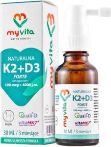 Witamina K2 + D3 w pynie 100 mcg + 4000 j.m. 30ml MyVita - 2877661922