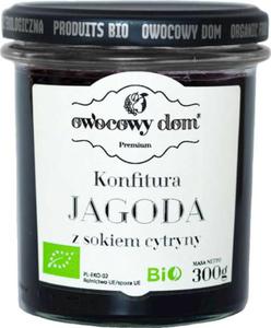 KONFITURA JAGODA Z SOKIEM Z CYTRYNY BIO 300 g - OWOCOWY DOM - 2878201947