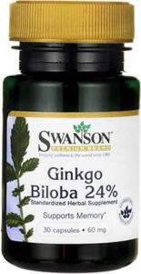 Miorzb Japoski Ginkgo Biloba ekstrakt 24% 60mg 30 kapsuek SWANSON - 2874506012