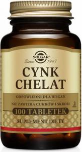 Cynk chelat aminokwasowy Zinc 22mg 100 tabletek Solgar - 2877662043