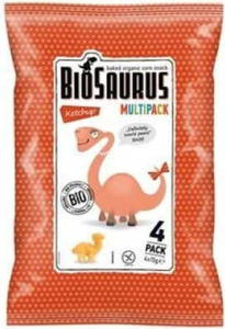 Chrupki kukurydziane Dinozaury o smaku ketchupowym bezglutenowe BIO 4x15 g BioSaurus - 2873258262