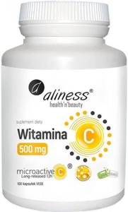 Witamina C kwas L- askorbinowy 500 mg dugie uwalnianie microactive C long-relased 100 kapsuek vege caps Aliness - 2878458734