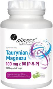Taurynian Magnezu 100 mg z B6 pirydoksalo-5-fosforan P-5-P 2,5 mg 100 kapsuek vege Aliness - 2878458737