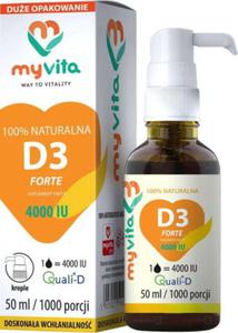 Witamina D3 D-3 forte w pynie 4000 IU 50 ml krople 1000 porcji MyVita - 2878202245