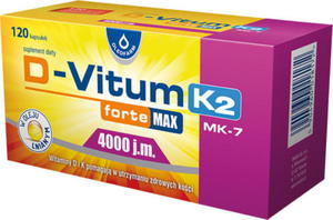 D-Vitum forte witamina D i K dla dorosych D3 4000 j.m. naturalna K2 MK-7 100 mcg 120 kapsuek Oleofarm - 2878202286