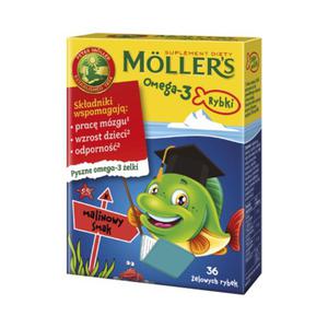 Omega-3 Rybki malinowe 36 sztuk MOLLER'S Mollers - 2874409528