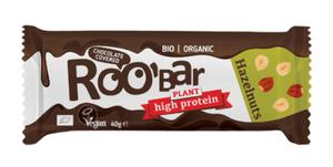 BATON PROTEINOWY Z ORZECHAMI LASKOWYMI W POLEWIE Z GORZKIEJ CZEKOLADY BEZGLUTENOWY BIO 40 g - ROOBAR - 2876493322