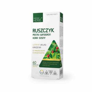 Medica Herbs Ruszczyk, Pestki Winogron, Kora sosny 60 kapsuek - 2876871139