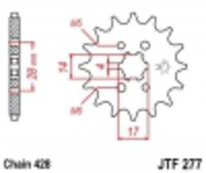 Zbatka przd JTF277 (acuch 428) Aprilia RS4 125 / Honda TRX90 / Derbi 125 - 2825549526