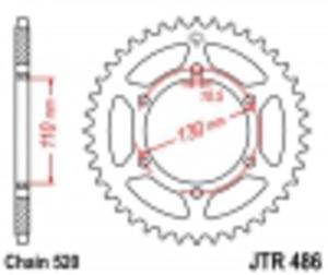 Zbatka TY JTR486 (acuch 520) Kawasaki ZR 550, GPZ 400 500, EX ER 250 500, GPX ZZR 250 - 2825554437