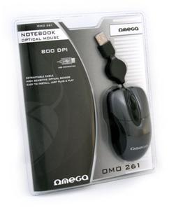 MOUSE OMEGA MINI OM-261 BLACK + GRAPHITE RETRACTABLE CABLE USB - 2824918498