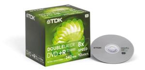 TDK DVD+R 8,5GB 8X DOUBLE LAYER JEWEL CASE*10 - 2824920492