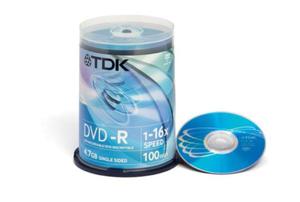 TDK DVD-R 4,7GB 16X CAKE*100 - 2824920494