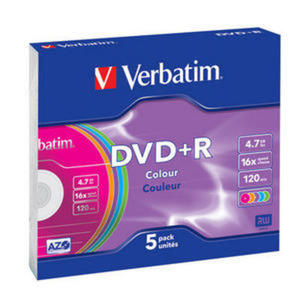 VERBATIM DVD+R 4,7GB 16X COLOUR SLIM CASE*5 43556 - 2824921230