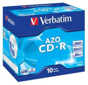 VERBATIM CD-R 700MB 52X AZO CRYSTAL JEWEL CASE*10 43327 - 2824921244