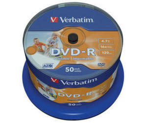 VERBATIM DVD-R 4,7GB 16X PRINTABLE FULL ID BRAND CAKE*50 43649 - 2824921284