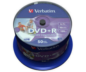 VERBATIM DVD+R 4,7GB 16X PRINTABLE FULL ID BRAND CAKE*50 43651