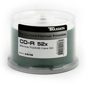 TRAXDATA CD-R 700MB 52X THERMAL PRINTABLE CAKE*50 9017E3IPSN001 - 2824921031