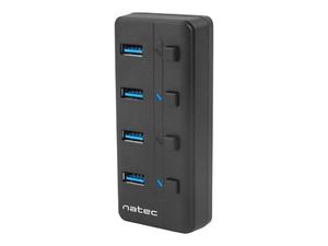 NATEC NHU-1557 Natec Hub USB 3.0 Mantis2, 4-porty z wcznikiem + zasilacz, czarny - 2875156468