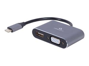 GEMBIRD A-USB3C-HDMIVGA-01 Adapter USB typu C na HDMI + VGA szary - 2875034469