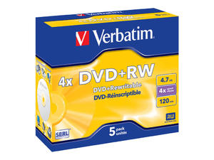 VERBATIM 43229 Verbatim DVD+RW jewel case 5 4.7GB 4x - 2874559736