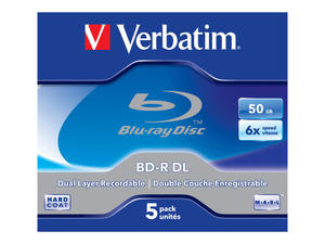 VERBATIM 43748 Verbatim BluRay BD-R Dual Layer jewel case 5 50GB 6x Scratchguard Plus - 2875274156
