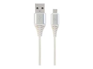 GEMBIRD CC-USB2B-AMmBM-2M-BW2 Gembird premium kabel micro USB 2.0 AM-MBM5P(metalowe wtyki,oplot) 2m,srebrn/bia - 2874477130
