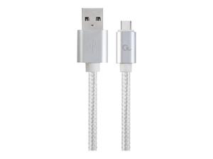 GEMBIRD CCB-mUSB2B-AMCM-6-S Gembird kabel USB-C srebrny oplot nylonowy, metalowe wtyki, 1.8m - 2875035438