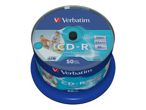 VERBATIM 43438 Verbatim CD-R cake box 50 700MB 52x do nadruku Wide DataLife+ AZO - 2875274173