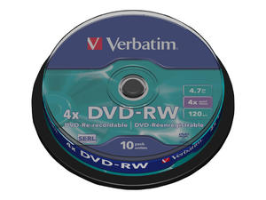 VERBATIM 43552 Verbatim DVD-RW cake box 10 4.7GB 4x - 2874559939