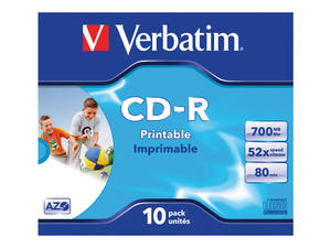 VERBATIM 43325 Verbatim CD-R jewel case 10 700MB 52x do nadruku DataLife+ AZO - 2874845901