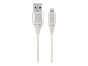 GEMBIRD CC-USB2B-AMLM-2M-BW2 Gembird Kabel Premium USB 2.0 do 8-pin (metalowe wtyki,oplot) 2m, srebrny/biay - 2875035620