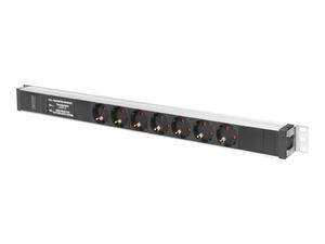 DIGITUS 1U Aluminium PDU Rackmountable 16A 4000W 250VAC 50/60Hz 7x outlet CEE 7/7 2m cable CEE 7/7 plug - 2874326743