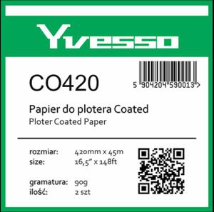 Papier powlekany w roli do plotera Yvesso Coated 420x45m 90g CO420 - 2824484292