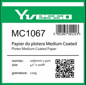 Papier powlekany w roli do plotera Yvesso Medium Coated 1067x30m 120g MC1067 - 2824484300