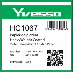 Papier powlekany w roli do plotera Yvesso Heavyweight Coated 1067x25m / 1067x30m 180g HC1067 - 2870475574