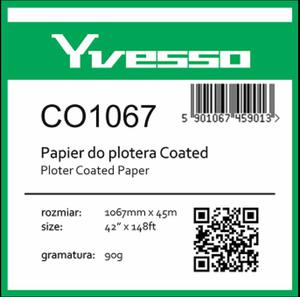 Papier powlekany w roli do plotera Yvesso Coated 1067x45m 90g CO1067 - 2824484302