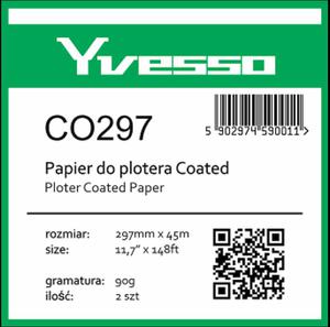 Papier powlekany w roli do plotera Yvesso Coated 297x45m 90g CO297 - 2859744703