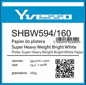 Papier w roli do plotera Yvesso Super Heavyweight Brightwhite 594X30m 160g SHBW594/160 - 2863938263