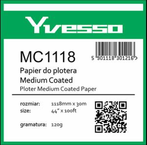 Papier powlekany w roli do plotera Yvesso Medium Coated 1118x30m 120g MC1118 - 2824675597