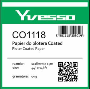 Papier powlekany w roli do plotera Yvesso Coated 1118x45m 90g CO1118 - 2824675685