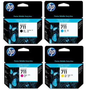 Zestaw tuszy: HP 711 Black CZ133A + 711 CMY P2V32A do T120/T520 - 2836305407