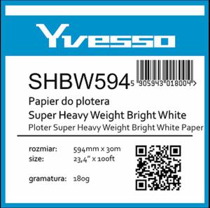 Papier w roli do plotera Yvesso Super Heavyweight Brightwhite 594X30m 180g SHBW594/180 - 2859744463